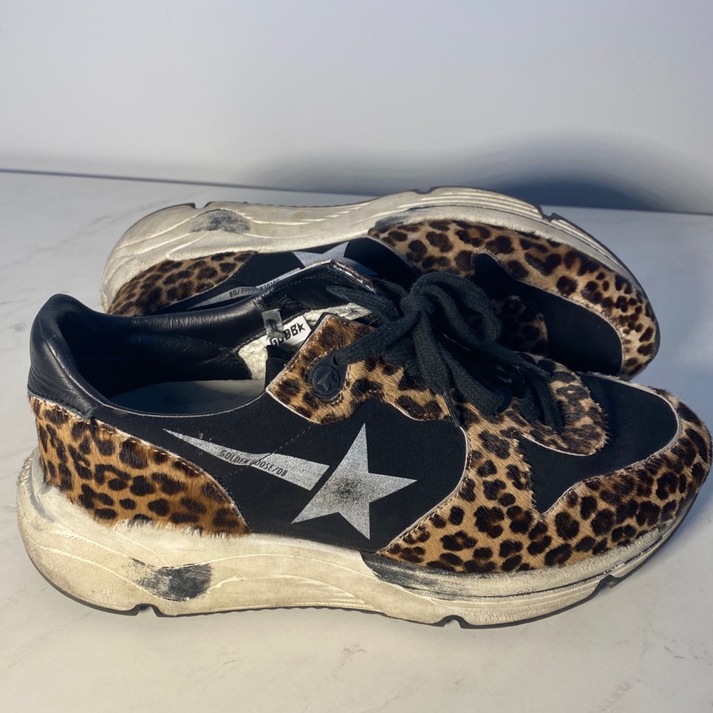 Golden Goose Leopard-Print Running Sneakers